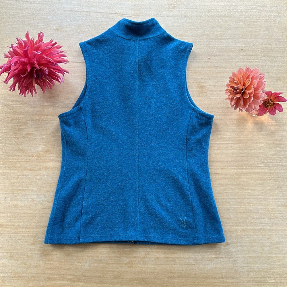 Sleeveless Zip-Front Blue Fleece Vest - Picture 4 of 6